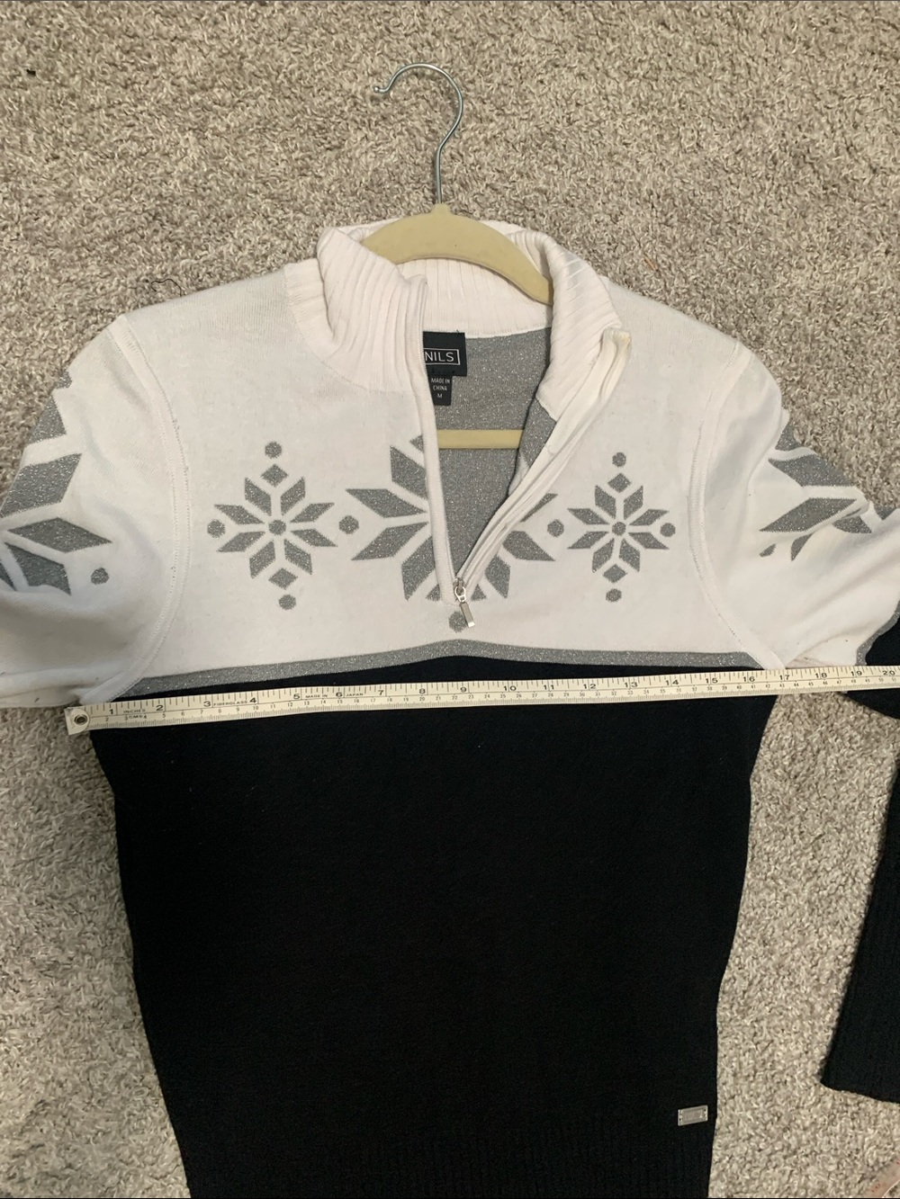 NILS Black & White Half-Zip Snowflake Sweater - Picture 7 of 8